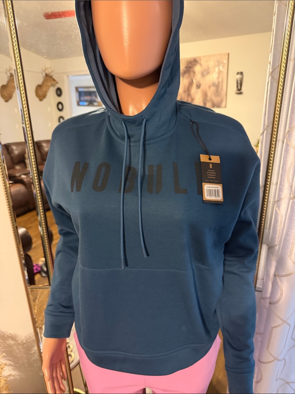 NOBULL Teal Pullover Hoodie with Black Logo